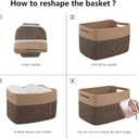 OIAHOMY 4 Pack Storage Baskets for Organizing, Basket for Shelves with Handle, Woven Baskets for Storage Toys, Towels, Books, Cotton Rope Basket 13" L x 9 " W x 7.8 " H, Brown & Black