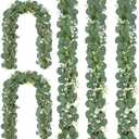 CQURE 5Pcs Eucalyptus Garland,Artificial Eucalyptus Leaves Table Greenery Garland Wreath Vines for Wedding Table Fireplace Bedroom Room Decor