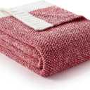Snuggle Sac Christmas Red Blanket Twin Size, Ultra Soft Warm Fuzzy Knit Blanket Throws Dupes for Couch,Sofa, Bed, Heather Red, 60x80 inches