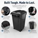 32 Gallon Outdoor Trash Can with Lid, Heavy-Duty Wheeled Garbage Bin for Backyard, Deck or Garage, Black, Can with Attached Snap Lock Lid and Heavy-Duty Handles (32 Gallon)