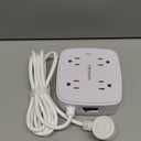 6 Ft Surge Protector Power Strip - 8 Widely Outlets with 4 USB Ports, 3 Side Outlet Extender with 6 Feet Extension Cord, Flat Plug, Wall Mount, Desk USB Charging Station, ETL,White