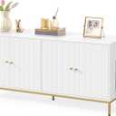 Feandrea Double Cat Litter Box Enclosure, Hidden Litter Box Furniture with Double Room, for 2 Cats, Modern Style, 47.2" Pet House Washroom Cabinet, Side End Table, TV Stand, White and Gold