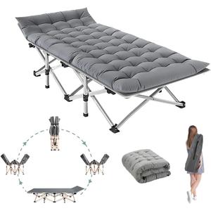 Camping Cot for Adults Sleeping Portable Folding Outdoor Cots for Camping W/Soft Pad Carry Bag for Home Office Nap Beach Travel, 500LBS,Grey