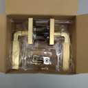 Kwikset Mirada Reeded Interior Privacy Door Handle with Lock, Handle for Bathroom and Bedroom, Satin Brass, Reversible Keyless Push Button Lock, with Microban Protection (Rectangle)