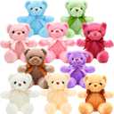 Skylety 10 Pcs 12 Inch Bears Bulk Stuffed Animals Soft Gift Plush Bears Toy with Ribbon Bow for Birthday Baby Shower Wedding Graduation Party Favor(Bright Colors)