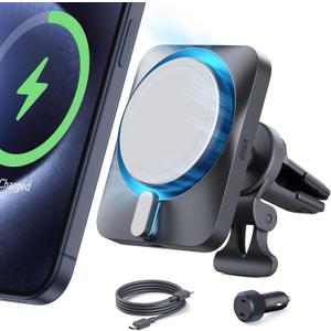 ESR for 15W MagSafe Car Mount Charger with CryoBoost, Made for Apple-Certified, for MagSafe Car Charger, Magnetic Wireless Car Charger for iPhone 16/15/14/13/12, Fast Charging, Phone-Cooling Charger (Premium Car Charger Set)