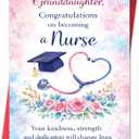 5 x IDU Nurse Graduation Card for Granddaughter, 8 x 5.3 inches / 20.5 x 13.5 cm