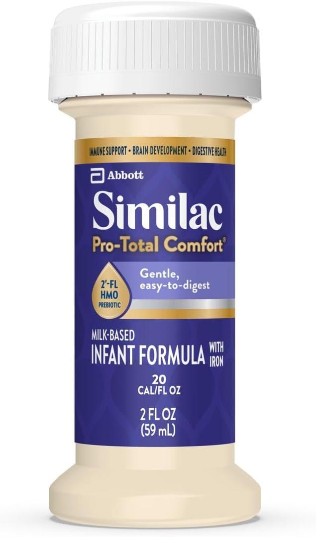 Similac Pro-Total Comfort Infant Formula With Iron, Gentle, Easy-to-Digest Formula, Has 2'-FL HMO for Immune Support, Non-GMO, Ready-to-Feed Baby Formula, 2-fl-oz Bottle, Pack of 24 (EXP 07/01/26)