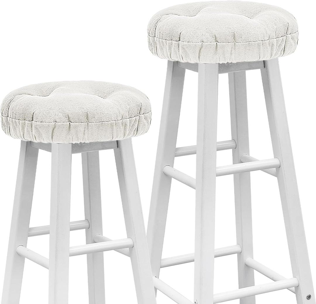 Marsui 2 Pieces Bar Stool Cushion 13" Soft Stool Covers Round Bar Cushions with Elastic Band for Chairs Seat Slipcovers(12 Inch,Beige)