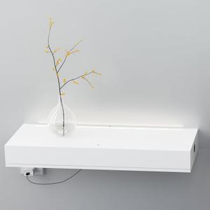 24'' White Floating Shelves, 10'' Deep, 3'' Thick, High Gloss Wall Mounted Shelves with Lights, Ideal for Living Room Display, Bedroom Nightstand, Office Storage, Kitchen Decor, or Under TV (23.82in W x 9.85in D x 3.15in H)