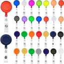 30 Pack Retractable Badge Holders, Black Badge Holder Retractable Clip, Badge Reel Name ID Badge Clips for Nurse Teacher Office Supplies (Colorful)