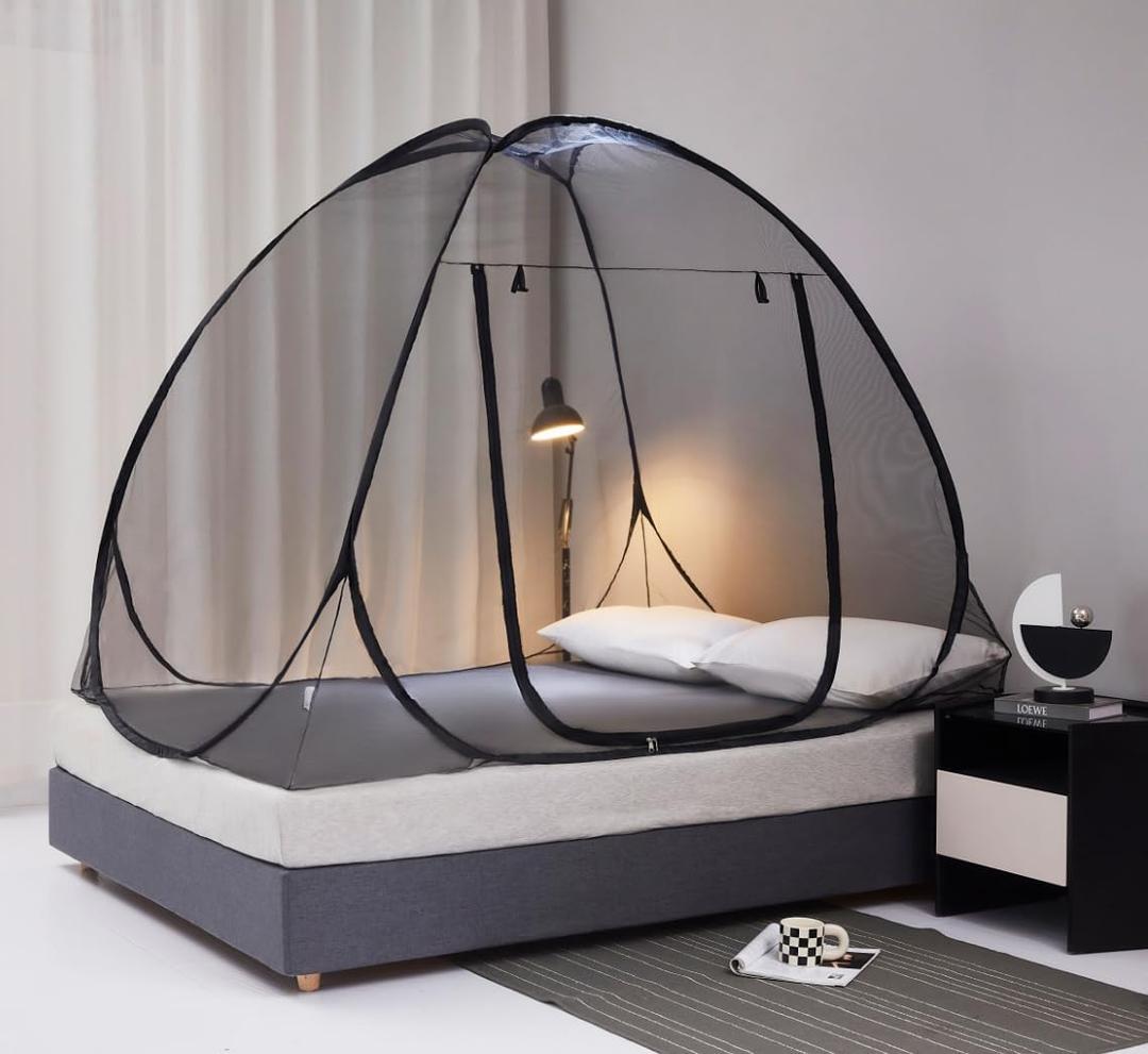 Mengersi Pop Up Mosquito Net for Bed,Portable Folding Mosquito Net Tent with Bottom for Baby Adults Camping Travel(Black,Full/Queen)