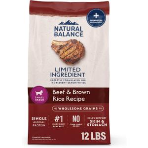 Natural Balance Limited Ingredient Small-Breed Adult Dry Dog Food with Healthy Grains, Beef & Brown Rice, 12 Pound (Pack of 1)