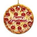Pizza Christmas Ornament 2025 - Pizza Gifts for Foodies Men, Women - Food Ornaments for Tree, Food Gifts for Family, Friends - Ceramic Hanging Christmas Decorations, White Elephant Gift Ideas, Pack of 3