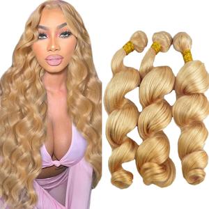 Loose Deep Wave Bundles #27 Blonde Bundles Human Hair 18 18 18 Inch Unprocessed Brazilian Virgin Remy Hair 3 Bundle Honey Blonde Loose Wave Human Hair Extensions 50 Gram Per Bundle