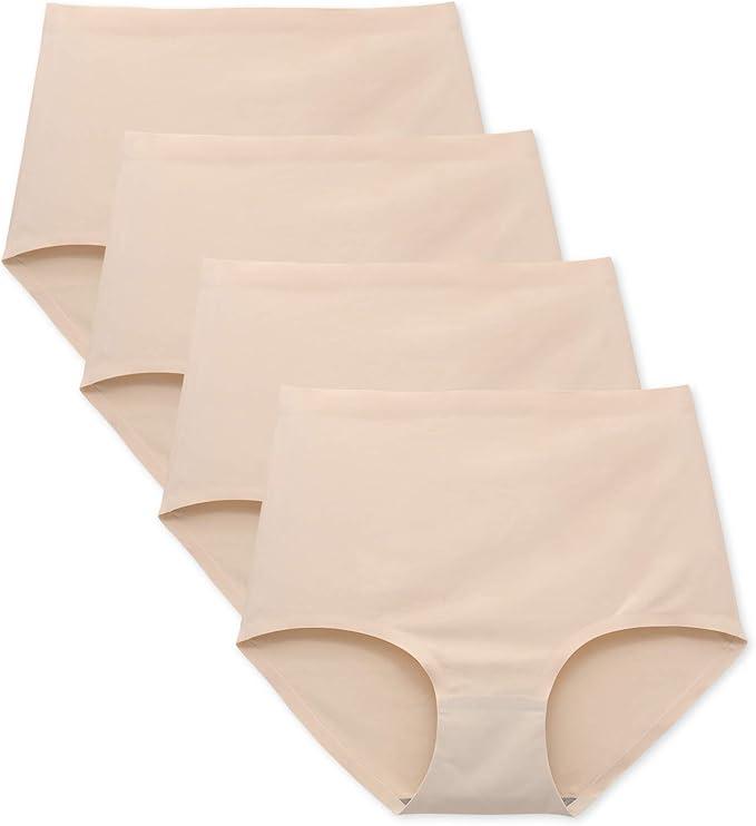 FallSweet No Show High Waist Briefs Underwear for Women Seamless Panties Multi 4 Pack, Medium