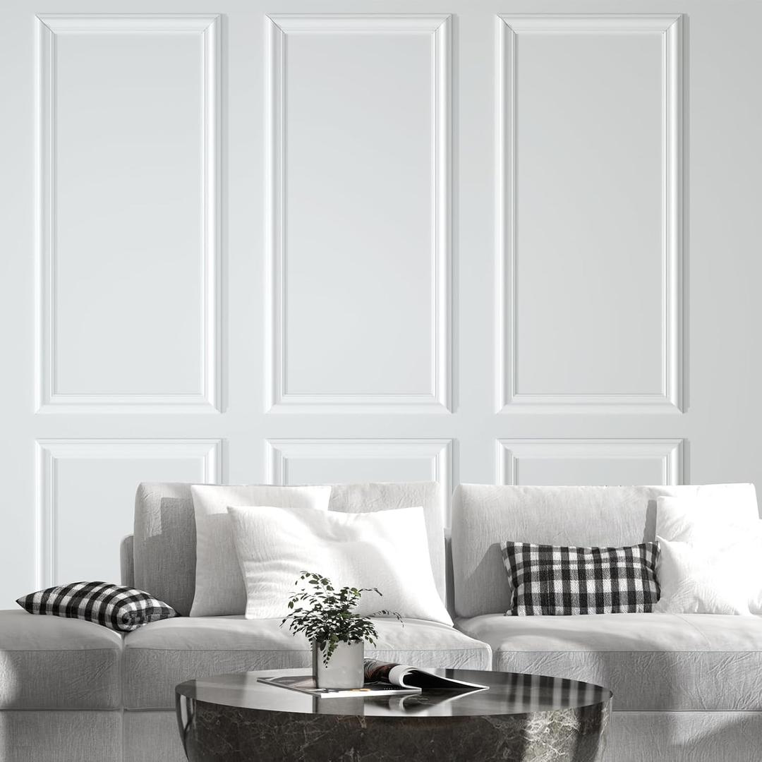 NeatiEase Peel and Stick Wall Molding Kit 6-Frame Pre-Made, Luxe Architectural Wall Moulding Panel Frame, Self-Adhesive Wainscoting Panels, Molding Trim for Interior Walls Doors Home Decor (54"x24") (Width:1.7", White)