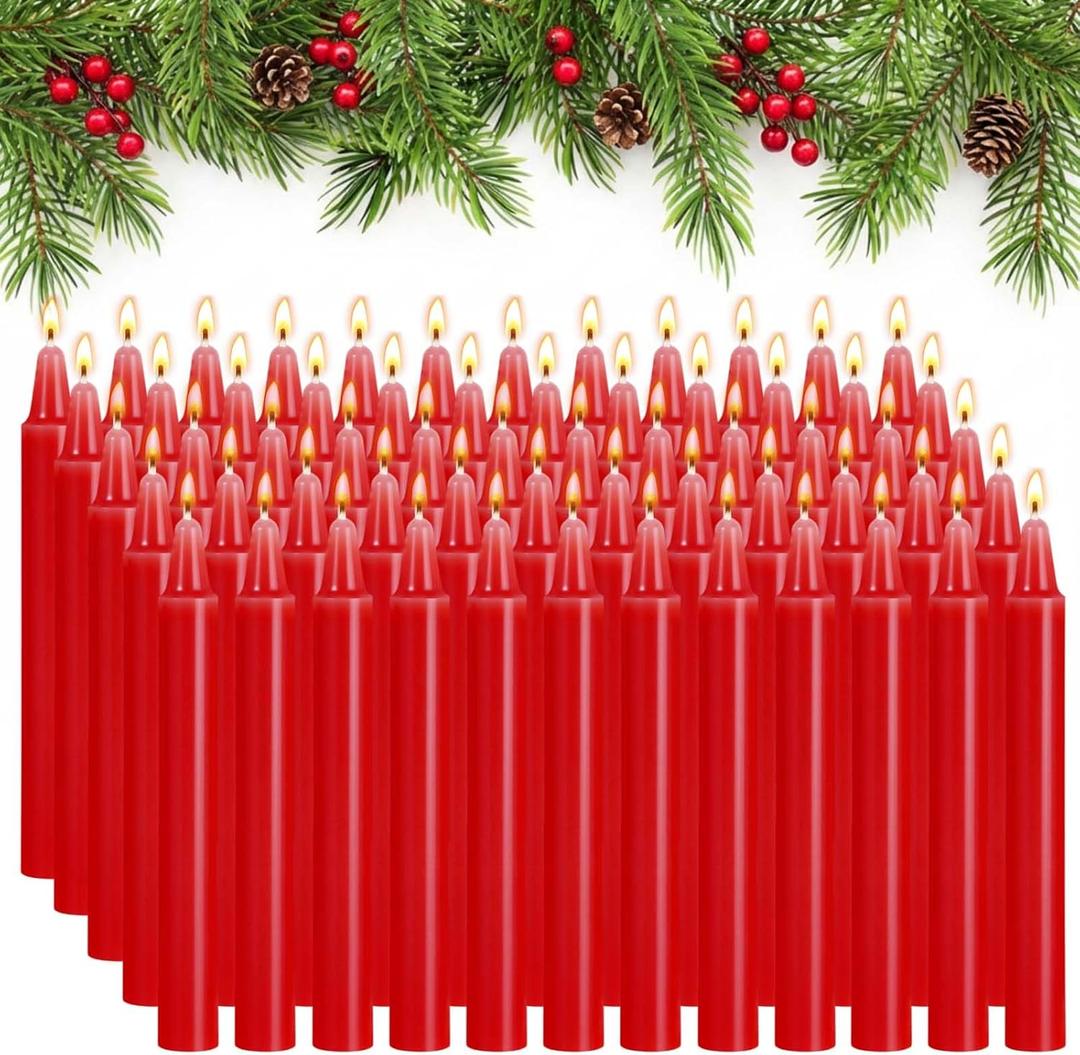 Nuanchu 100pcs Red Spell Candles 4 Inch Unscented Mini Red Taper Candle Candlesticks Gradient Color for Chime Holders, Meditation, Birthday, Holiday Decoration, Ideal for Witches
