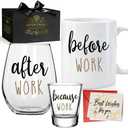 Before Work After Work Glass Funny Coworker Gifts for Women Men - Thank You Gift for Boss, Coworker, Manager, Teacher, Nurse, Leader, Employee - Unique Co Worker Gifts for Boss Day