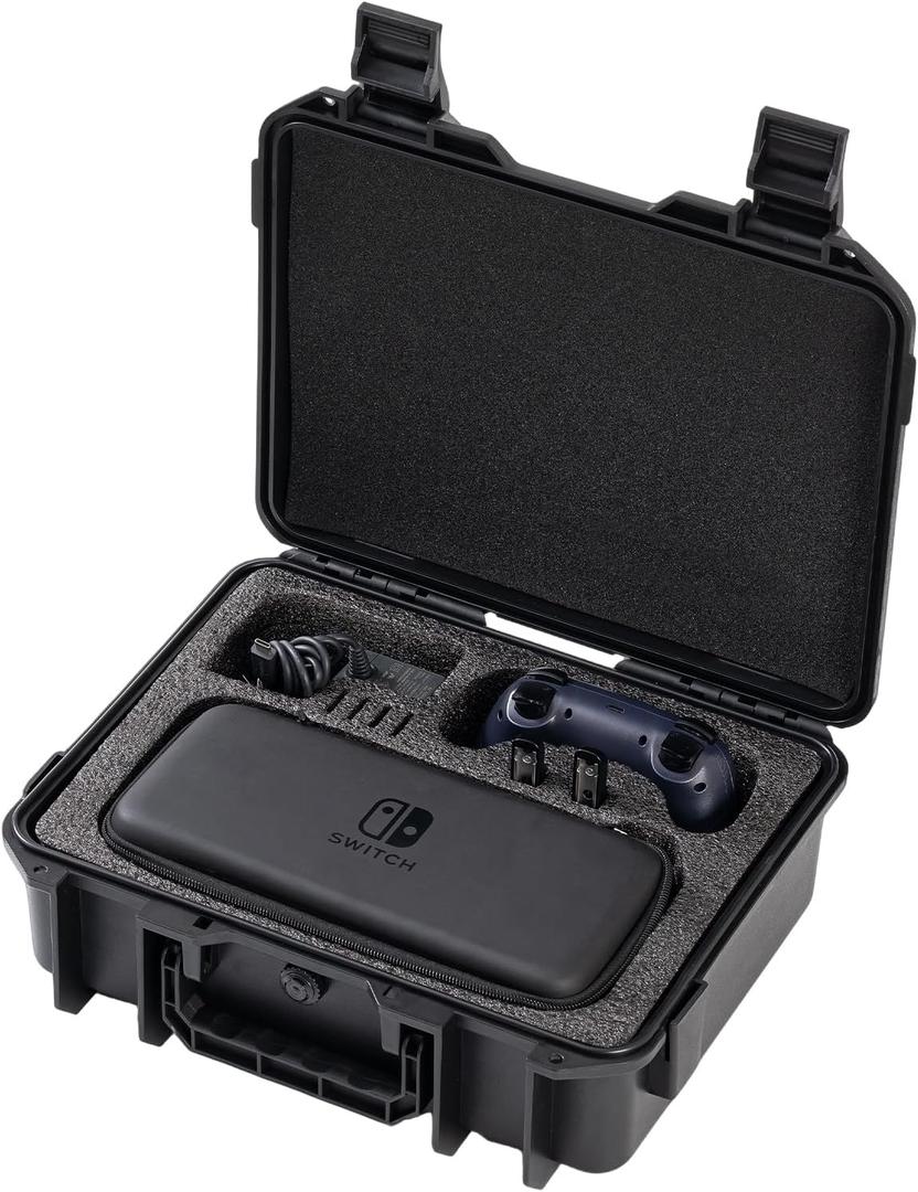 Carrying Case for Switch: Hard Shell Case with Built-in EVA Storage | 2021 OLED Model Waterproof Protection + Accessories Organizer