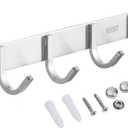 Coat Hook Wall Mount - NHENY Towel Rack with 6 Hooks Hanger for Hanging Clothes, Bags, Keys, and Towels Bathroom, Entryway, Door, 304 Stainless Steel Brushed Nickel