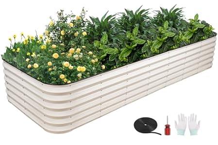 GoCampDriect 6IN1 Raised Garden Bed - 8x3x1ft Galvanized Raised Garden Boxes Outdoor Corrosion Resistant | Variable Shape 9x2x1ft Metal Raised Garden Beds for Planting Vegetable, Fruits,Flower (831FT, Green)