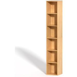 6 Cube Storage Organizer, 6 Tier Vertical Cube Bookcase Freestanding Storage Display Organizer for Home Office, Six Cubes Open Shelf Bookshelf (Oak, 6 Cube)