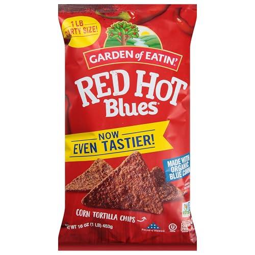 12 Pack of Garden of Eatin' Corn Tortilla Chips, Red Hot Blues, 1 lb bag, Best Before 10/10/2025
