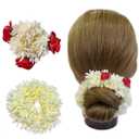 S,S Store 2 Pcs Hair Rose White Mogra Artifical Rubber Band Gajra Phool Gazra Hair Accessories for Women Girls Indian Wedding Gajra For Function