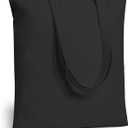 TOPDesign 24-Pack Economical 16"x15" Black Cotton Tote Bag, Lightweight Medium Reusable Grocery Shopping Cloth Bags, Suitable for DIY, Advertising, Promotion, Gift, Activity