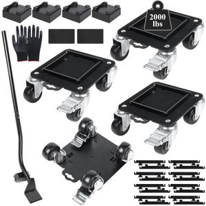 Furniture Movers with 4 Wheels,Heavy Duty Furniture Lift Mover Tool Set with 2000 lbs Load Capacity, Easy Sliders Dolly with Removable Side Guards&Brake, for Moving Appliance,Sofa etc (6.2IN)