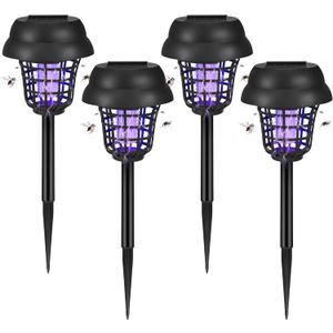 4 Pack Solar Bug Zapper Outdoor Waterproof Mosquito Repellent Outdoor Patio Mosquito Trap & Killer for Moths, Gnats, Flies, Small Flying Insect, Solar Powered Fly Zapper for Backyard, Garden