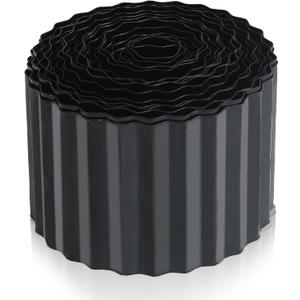 Quibbay Metal Corrugated Garden Edging, Landscape Edging for DIY Flower Beds, Flexible Bender Border for Lawn, Garden and Yard, Galvanized Garden Edging, Black 