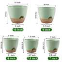 Plant Pots 10/9/8/7.5/7 Inch Self Watering Pots, Set of 5 Plastic Planters with Drainage Holes and Saucers,Plastic Flower Pots,Nursery Planting Pot for Indoor Out Door PlantsGreen