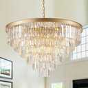 Modern Gold Crystal Chandeliers 35'' Large Chandeliers for High Ceiling Foyer K9 Crystal 6-Tier Luxury Chandelier 22-Light Round Ceiling Chandelier Light Fixtures for Staircase Entry Living Room