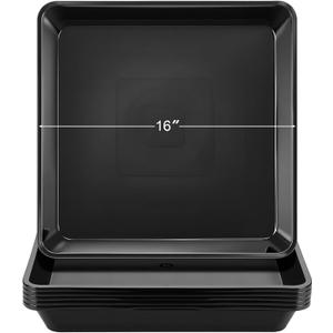Eccliy 6 Pack Plastic Plant Saucer, Square, 16 Inch, Black