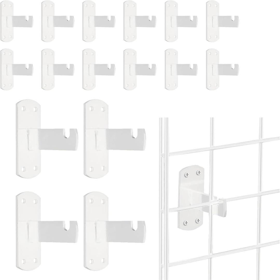 Gridwall Mount Brackets for Grid or Slatgrid Panels Box of 16 Pcs White