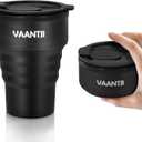 Travel Reusable Silicone Collapsible,13 oz/375 ml,Collapsible Travel Mug,Collapsible Cup for Hot and Cold Drinks (Black)
