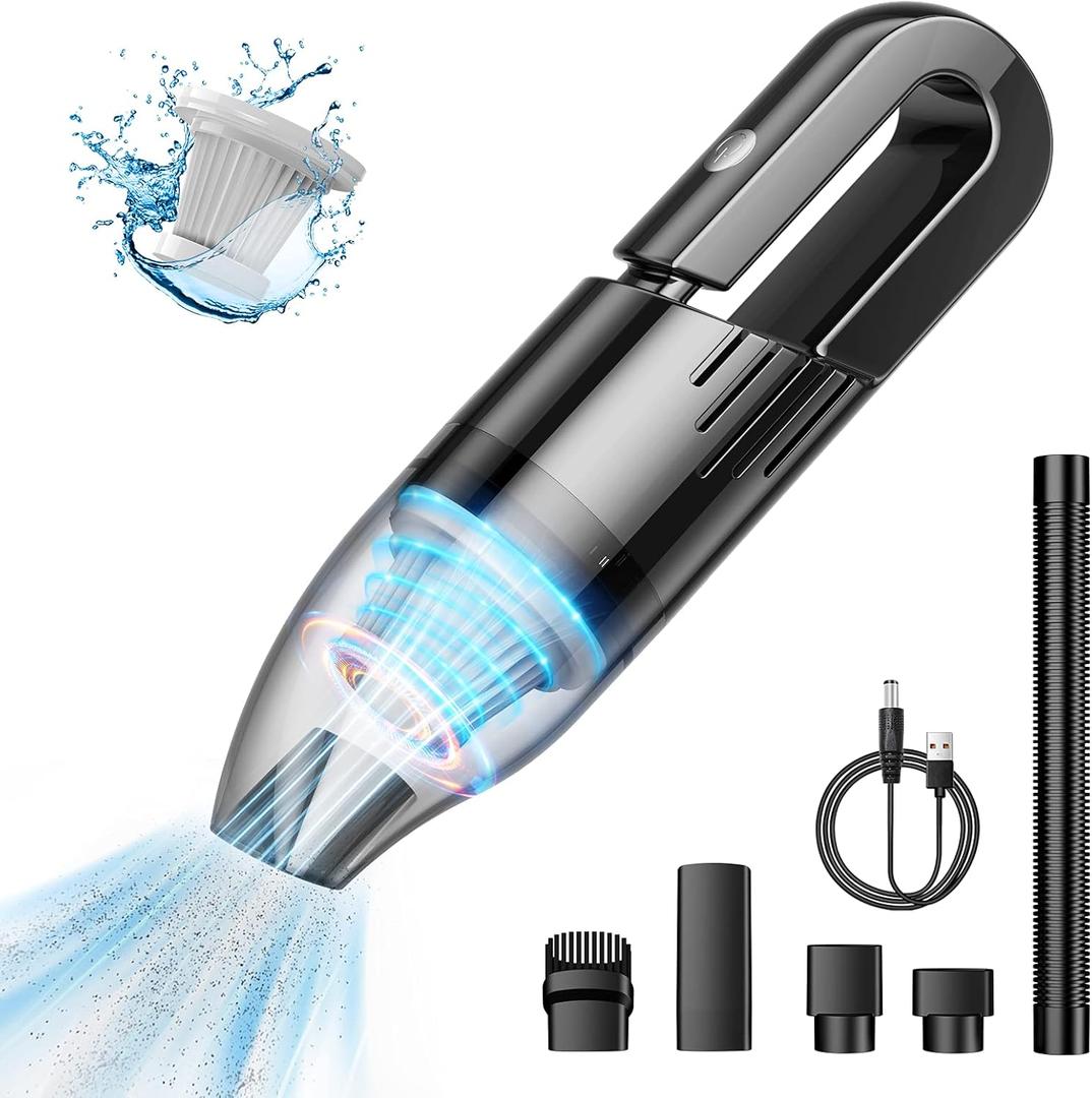 Handheld Vacuum Cleaner Cordless - Mini Car Vacuum Cleaner Rechargeable for Car, Home, Office, Pet Hair Travel Cleaning (Black)
