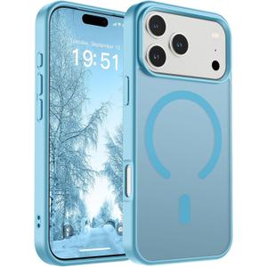 SUPFINE Magnetic for iPhone 17 Pro Case (Compatible with MagSafe)(Military Grade Drop Protection) Translucent Matte Shockproof with Anti-Fingerprint Phone Cover 2025,Light Blue