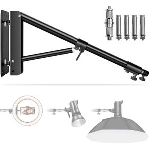 Wall Mounting Triangle Boom Arm for Ring Light: Max 51inch, 180 Flexible Rotation, Save Space, Adjustable Camera Mount Up to 4.26ft for Photography Light, Monolight, Softbox, Umbrella, Reflector etc.