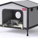 SOVPAI Outdoor cat House, Waterproof cat House for Stray Pets, Suitable for Outdoor/Indoor Cats, Easy to Assemble and Clean, Suitable for Multiple Pets and Large Cats (Grey, L 24 * 19 * 17)