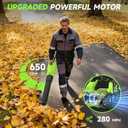 Leaf Blower Cordless, 650CFM Electric Leaf Blowers with 2 x 5.2Ah Batteries and Charger, 3 Speed Modes, 1 x Adjustable Shoulder Strap, Powerful Blowers for Lawn Care, Patio, Dust, Blowing Leaves
