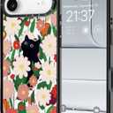 for iPhone 17 Air Case - [6.6 ft Military-Grade Drop Protection] [Anti-Peel Technology] Clear Black TPU Bumper Case with Cute Design(Cat and Flower)