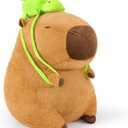 Ditucu Giant Capybara Plush with Turtle Backpack Large Jumbo Soft Capibara Stuffed Animal Big Size Fat Oversized Plushies Toys Gifts for Kids Girlfriend Brown 25 inch