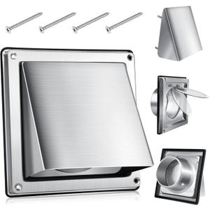 5 Inch Metal Dryer Vent Cover External Extractor Wall Vent Cushioned Stainless Steel Outdoor Dryer Vent Cover Outside Airflow Vent Replacement Hood