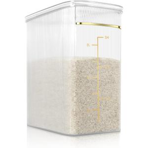 TBMax Rice Storage Container 20 Lbs, Crystal-Clear Large Food Container Rice Holder Bin with Measuring Cup for Flour, Sugar, Oatmeal, Kitchen Pantry Organization and Storage