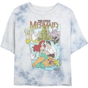 Disney Princess Mermaid Cover Women's Fast Fashion Short Sleeve Tee Shirt (Large, White/Blue)
