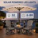 10FT Solar Patio Umbrella with Lights, Outdoor Table Market Umbrella with 32 LED Lights, 8 Sturdy Ribs, Push Button Tilt and Crank for Pool, Deck and Garden, UV-Resistant