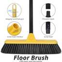Push Broom with Long Handle, Floor Brush 51.6 inch Soft Bristle Broom 12.2" Wide for Cleaning Bathroom Kitchen Patio Garage Deck Tile